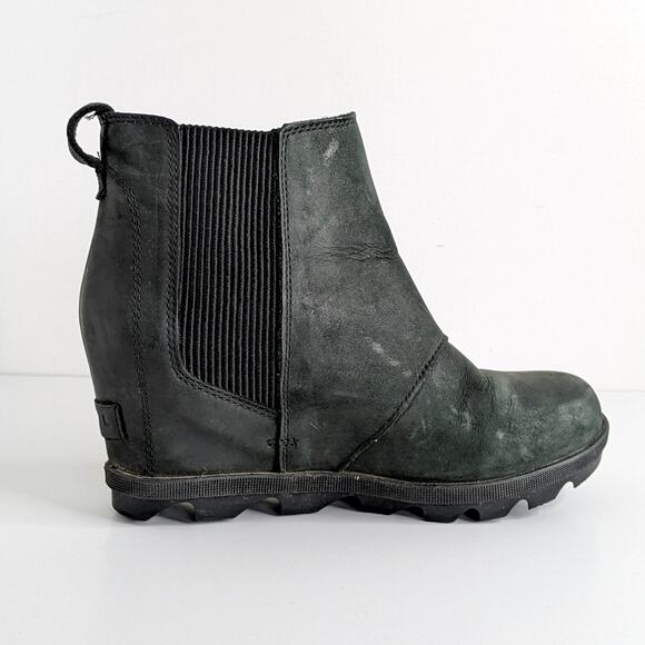 Sorel Joan of Arctic Wedge II Chelsea Boots Black Leather W 8 Waterproof - Picture 7 of 16